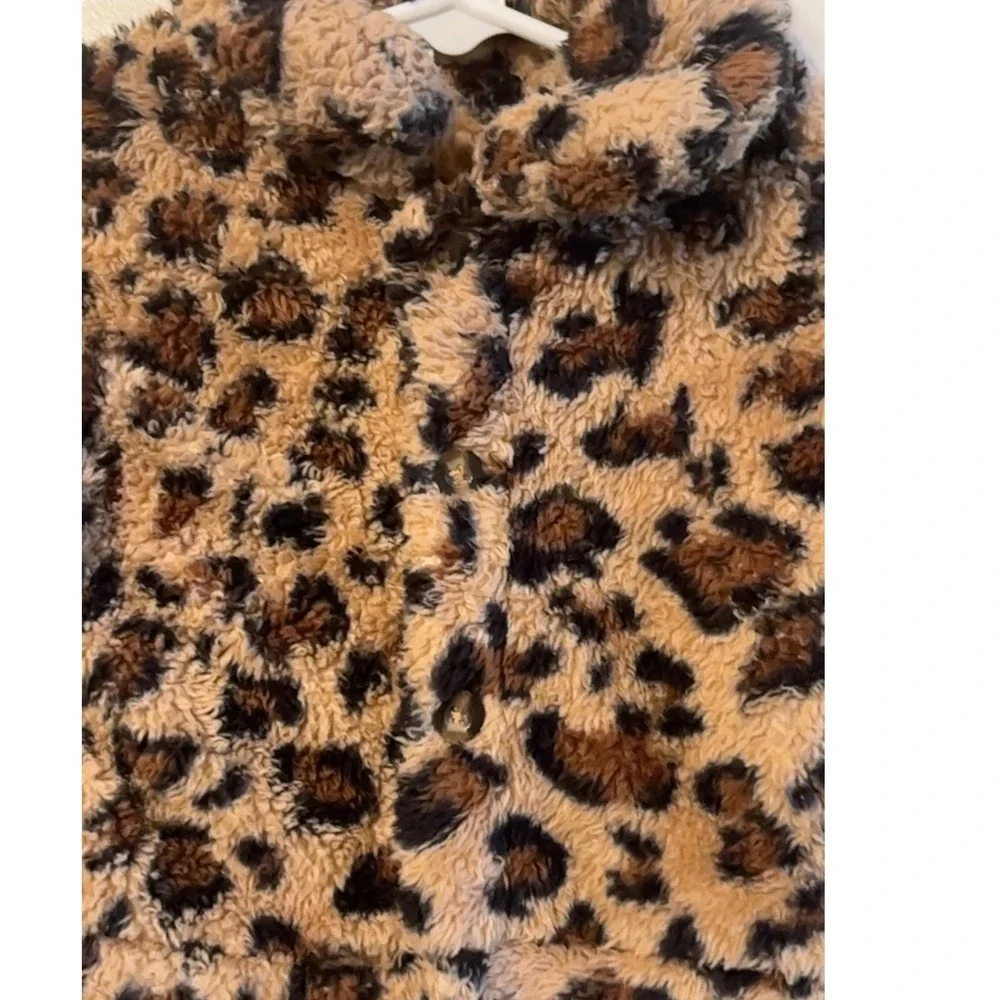 Cute! Leopard Print Sherpa Jacket Baby Girl 6-9M Warm‎ Coat Toddler